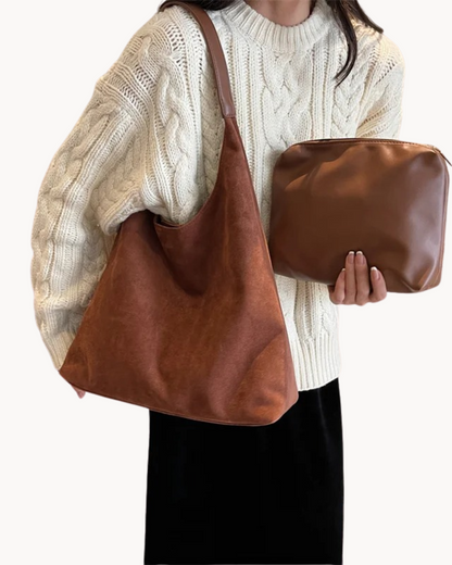 Elegante Wildleder-Schultertasche für Damen – Leicht, geräumig & vielseitig einsetzbar