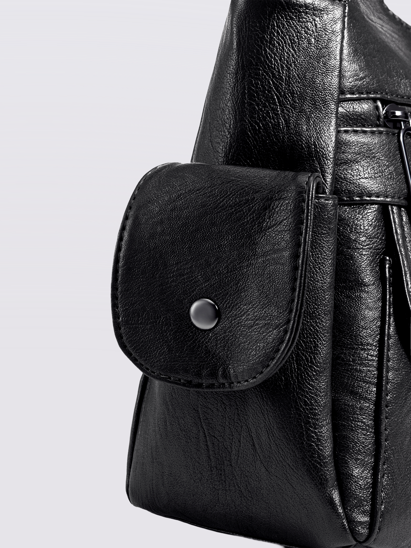 Liorra Umhängetasche aus Veganer Leder Schwarz mit Mehreren Fächern – Praktisch & Stilvoll