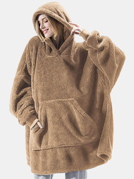Huggie Hoodie Decke – Warmer Oversized Flanell Hoodie mit Ärmeln