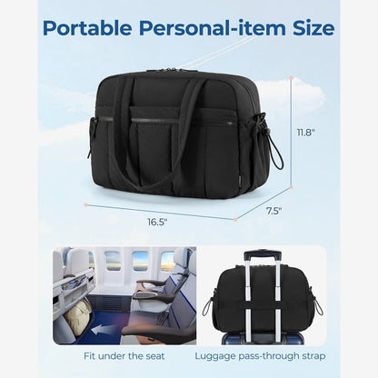 Reisetasche für Handgepäck – Leicht & Wasserabweisend mit Trolley-Gurt & PVC-Fach