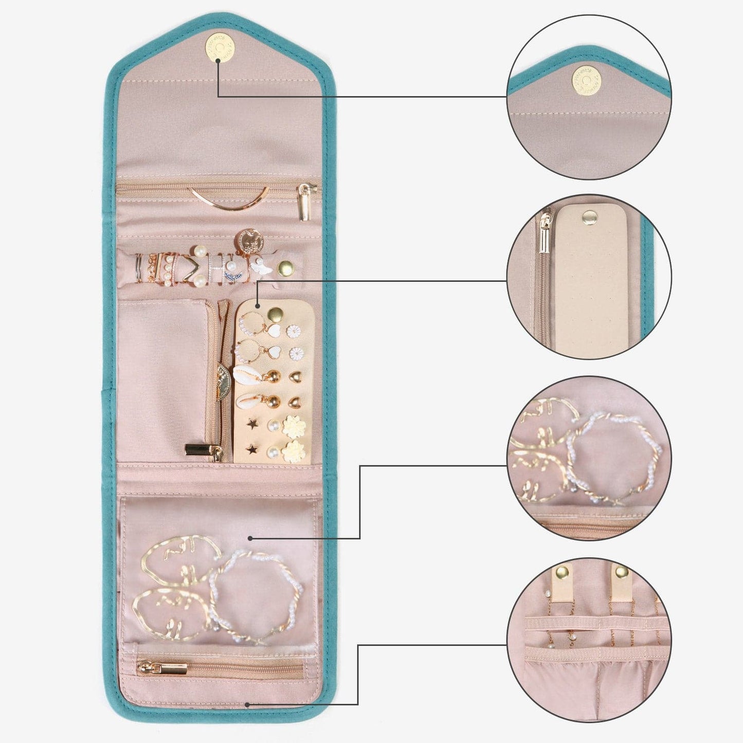 Schmucktasche Organizer – Kompakte Schmuck Aufbewahrung für Reisen im Umschlag-Design