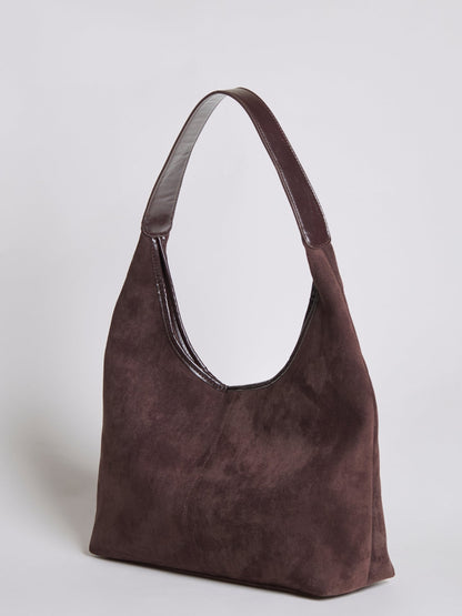 Schwarze Wildleder Schultertasche Damen – Minimalistisches & Geräumiges Design