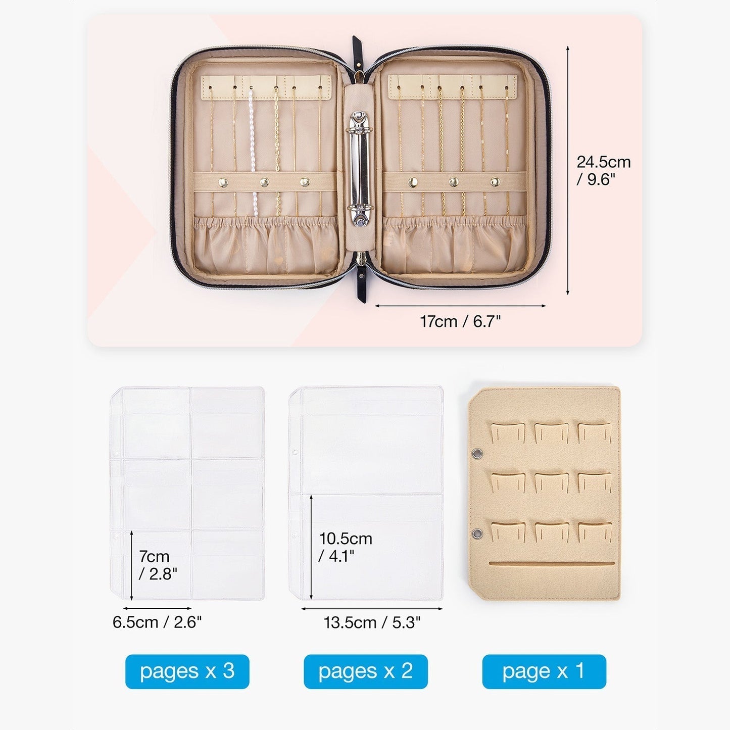 Luxus Schmuckkästchen für Reisen – Kompakter Organizer für Ringe, Ketten & Ohrringe