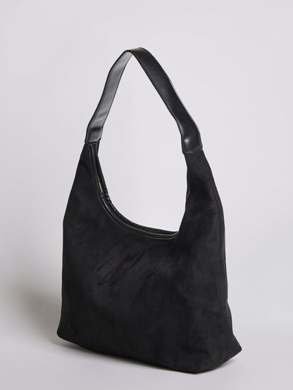 Schwarze Wildleder Schultertasche Damen – Minimalistisches & Geräumiges Design