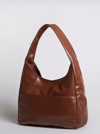 Geräumige Schwarze Schultertasche aus Veganer Leder – Minimalistisches Design