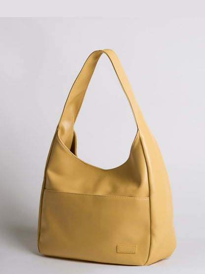 Geräumige Schwarze Schultertasche aus Veganer Leder – Minimalistisches Design
