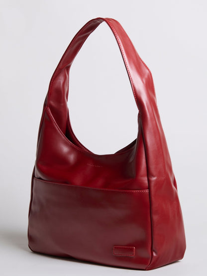 Geräumige Schwarze Schultertasche aus Veganer Leder – Minimalistisches Design