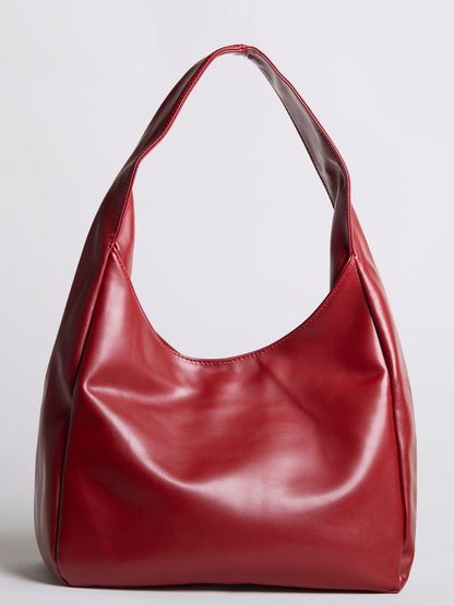 Geräumige Schwarze Schultertasche aus Veganer Leder – Minimalistisches Design