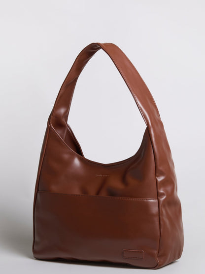 Geräumige Schwarze Schultertasche aus Veganer Leder – Minimalistisches Design