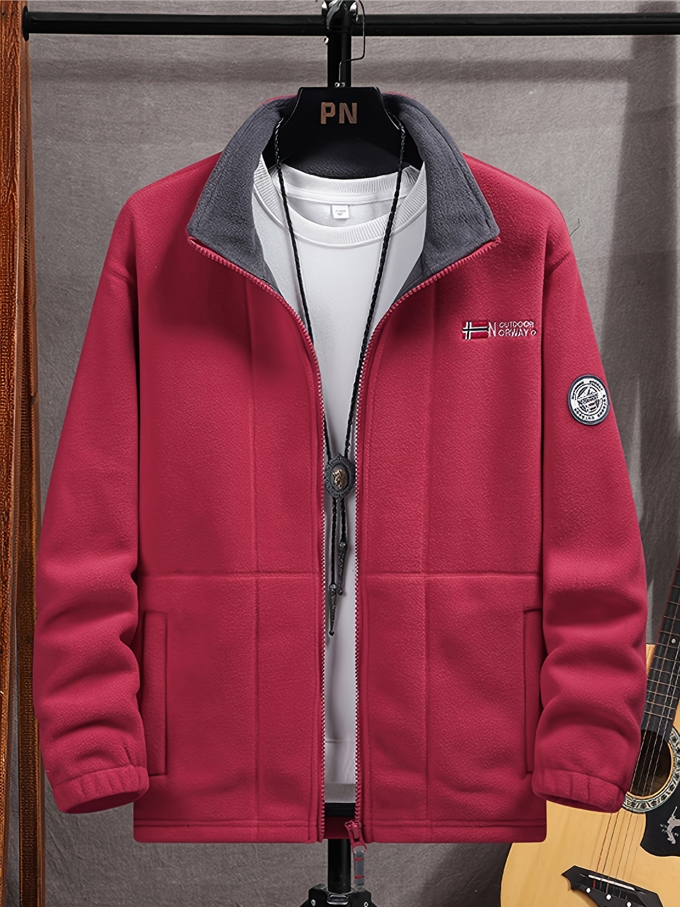 Outdoor Fleecejacke Herren – Warme Übergangsjacke mit Stehkragen & Reißverschlusstaschen