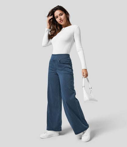 Damen Wide Leg Jeans – Bequeme Schlaghose mit Hoher Taille