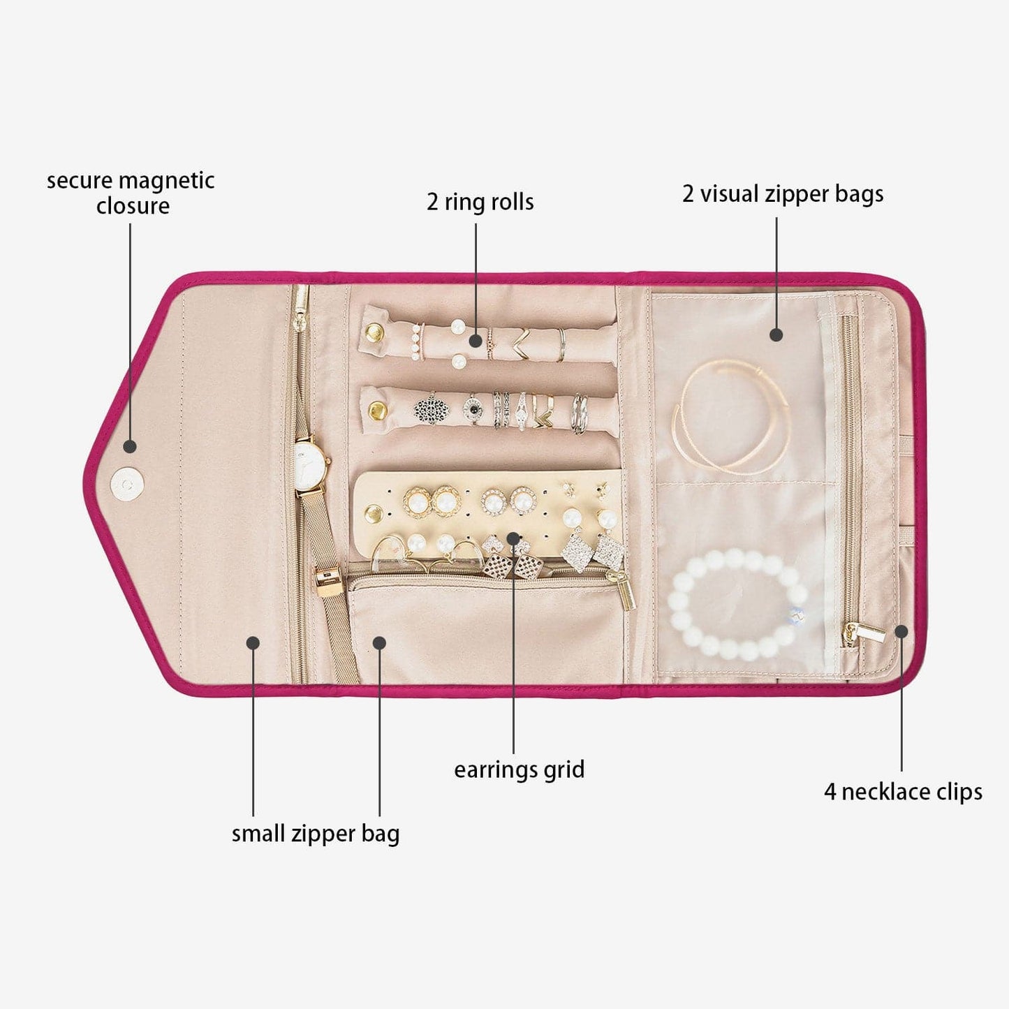 Schmucktasche Organizer – Kompakte Schmuck Aufbewahrung für Reisen im Umschlag-Design