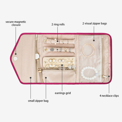 Schmucktasche Organizer – Kompakte Schmuck Aufbewahrung für Reisen im Umschlag-Design