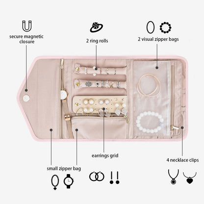 Schmucktasche Organizer – Kompakte Schmuck Aufbewahrung für Reisen im Umschlag-Design
