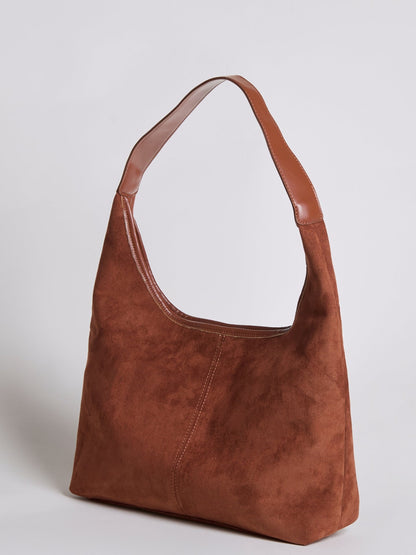 Schwarze Wildleder Schultertasche Damen – Minimalistisches & Geräumiges Design