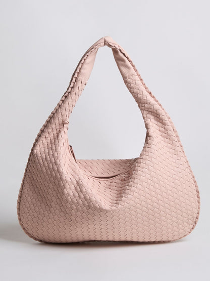Luxuriöse Geflochtene Schultertasche für Damen – Schwarz und Rot – Geräumig & Stilvoll