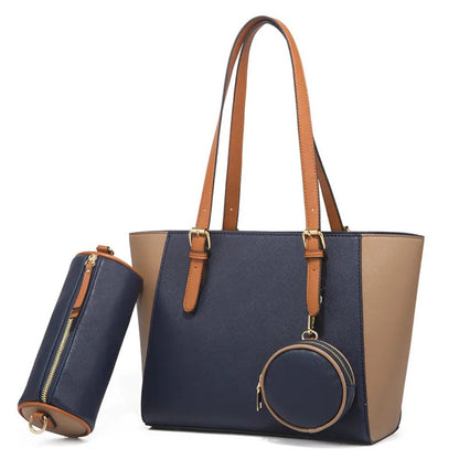 3-teiliges Damen Handtaschen Set – Shopper, Schultertasche & Geldbörse in einem