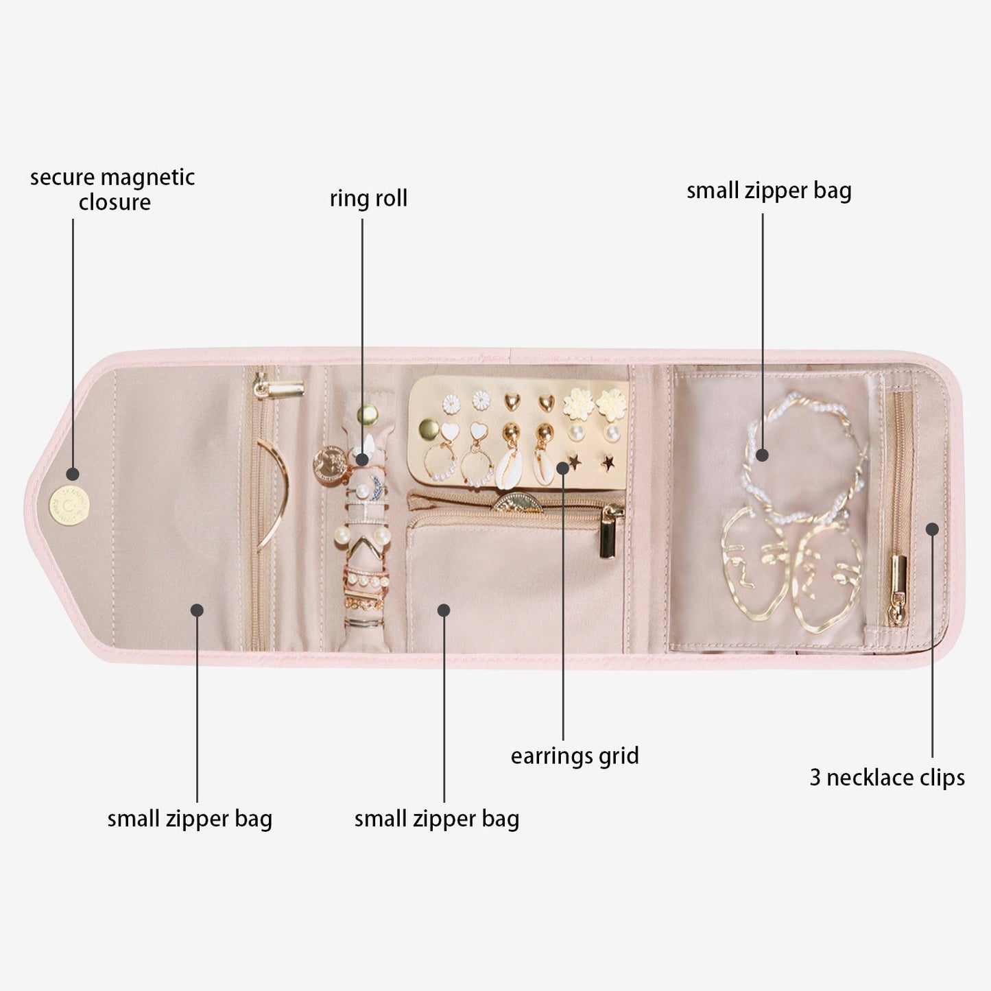 Schmucktasche Organizer – Kompakte Schmuck Aufbewahrung für Reisen im Umschlag-Design