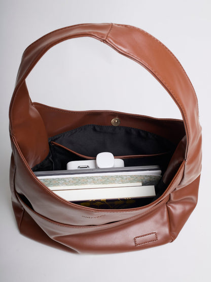 Geräumige Schwarze Schultertasche aus Veganer Leder – Minimalistisches Design