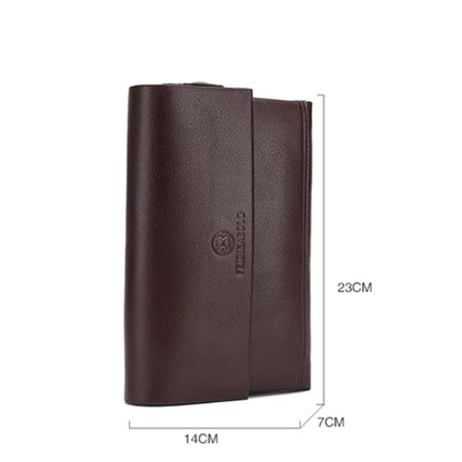 Leder Herren Portemonnaie mit Handgelenkriemen – Multifunktionale Clutch mit Reißverschlussfächern