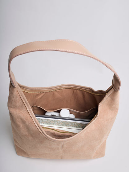 Schwarze Wildleder Schultertasche Damen – Minimalistisches & Geräumiges Design