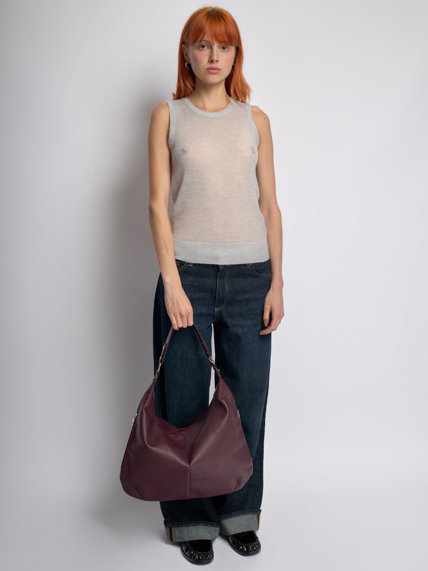 Große Schultertasche Damen – Veganes Leder in Schwarz & Lila