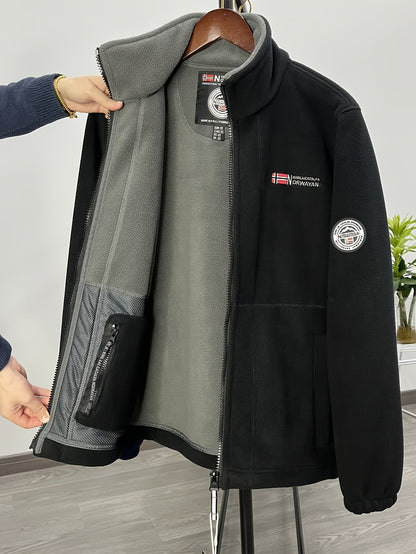 Outdoor Fleecejacke Herren – Warme Übergangsjacke mit Stehkragen & Reißverschlusstaschen