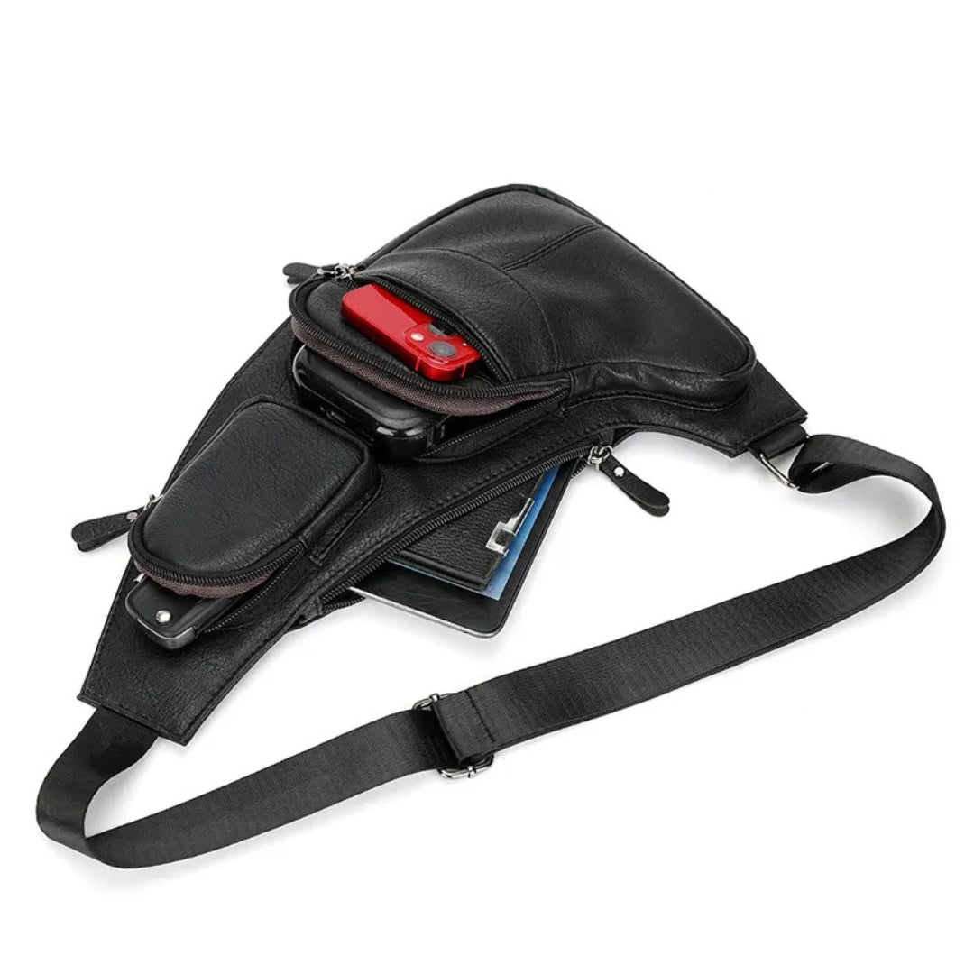 Crossbody Umhängetasche für Herren – Leder Sling Bag mit Mehreren Fächern