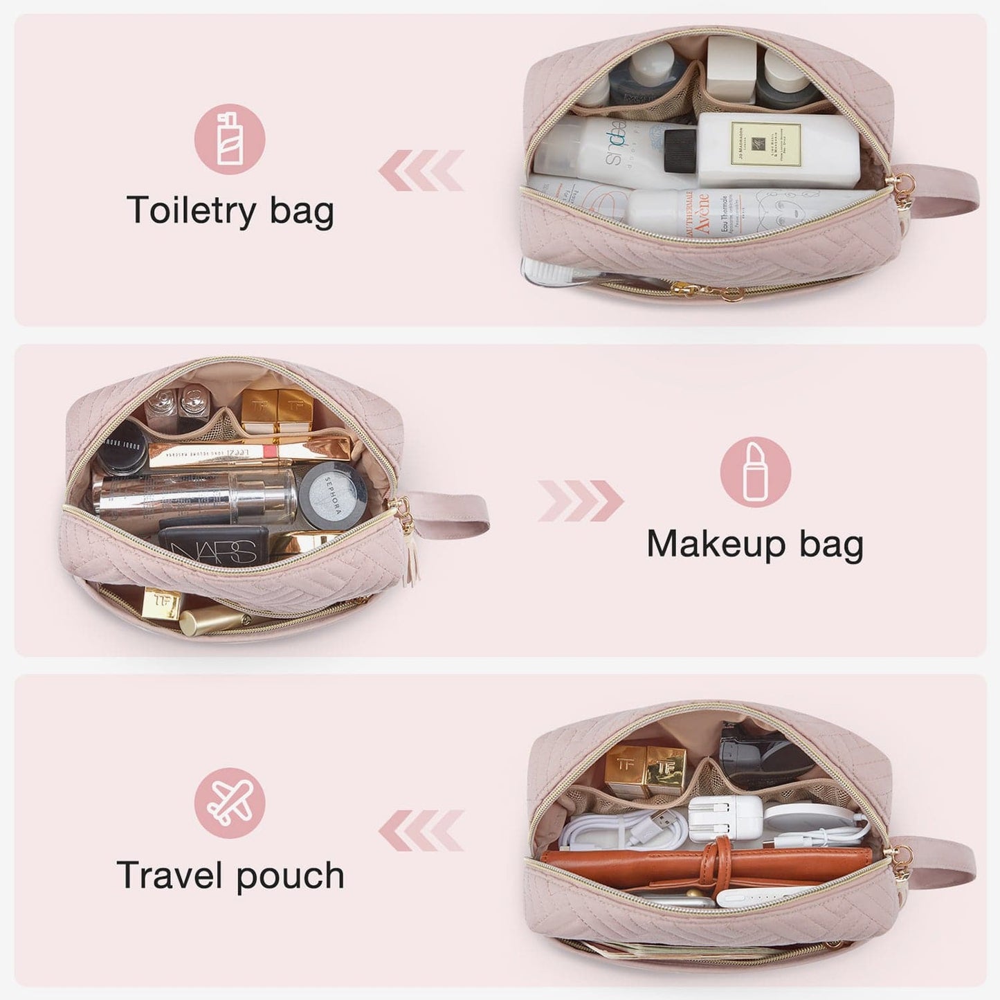 Luxus Kulturbeutel mit Handgelenksband – Wasserabweisender Make-up & Reise Organizer