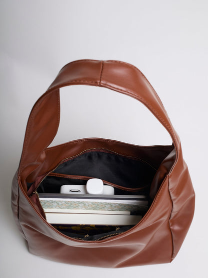 Geräumige Schwarze Schultertasche aus Veganer Leder – Minimalistisches Design