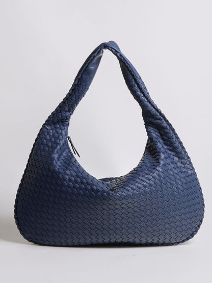 Luxuriöse Geflochtene Schultertasche für Damen – Schwarz und Rot – Geräumig & Stilvoll
