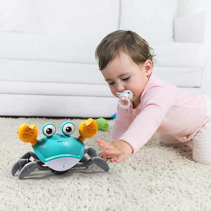 Interaktive Krabbe für Babys – Bewegendes Spielzeug mit Musik, Licht & Hindernisvermeidung – Fördert Motorik & Neugier ab 18 Monaten