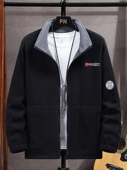 Outdoor Fleecejacke Herren – Warme Übergangsjacke mit Stehkragen & Reißverschlusstaschen