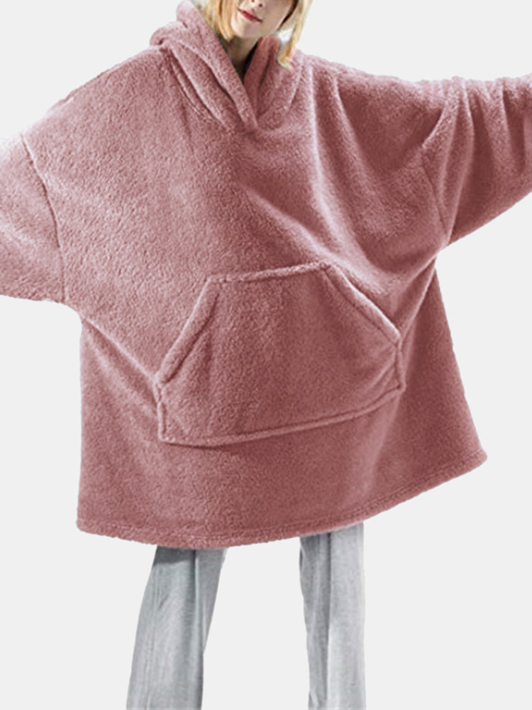 Huggie Hoodie Decke – Warmer Oversized Flanell Hoodie mit Ärmeln