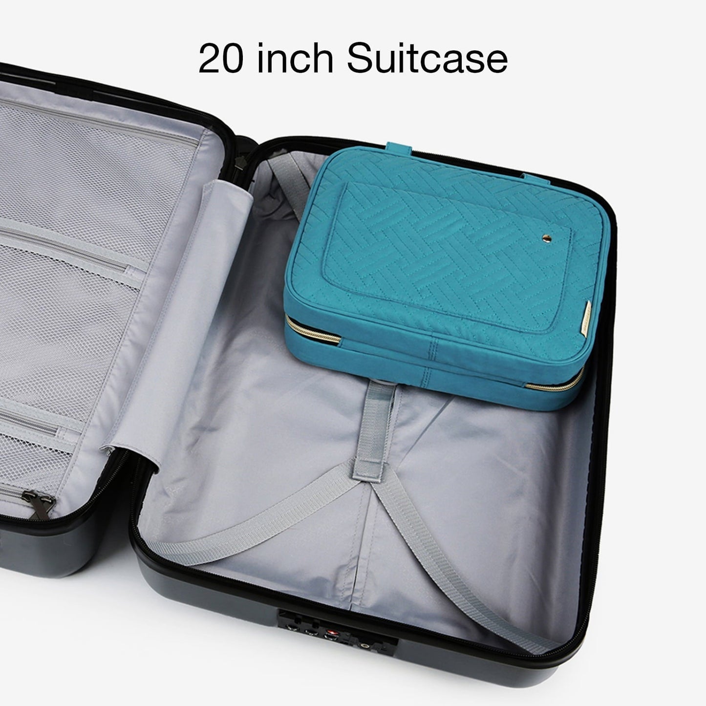 Türkiser Hängender Kulturbeutel – Wasserdichte Reisetasche mit Transparenten Fächern & Aufhänger