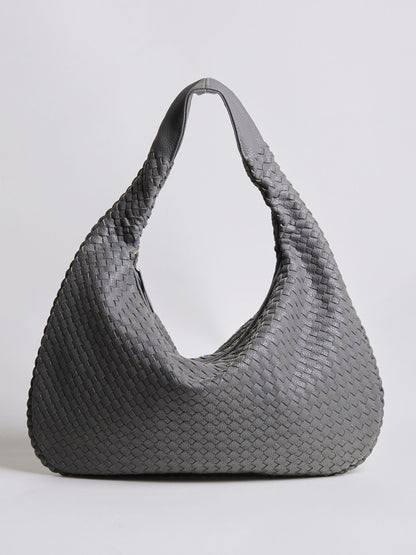 Luxuriöse Geflochtene Schultertasche für Damen – Schwarz und Rot – Geräumig & Stilvoll