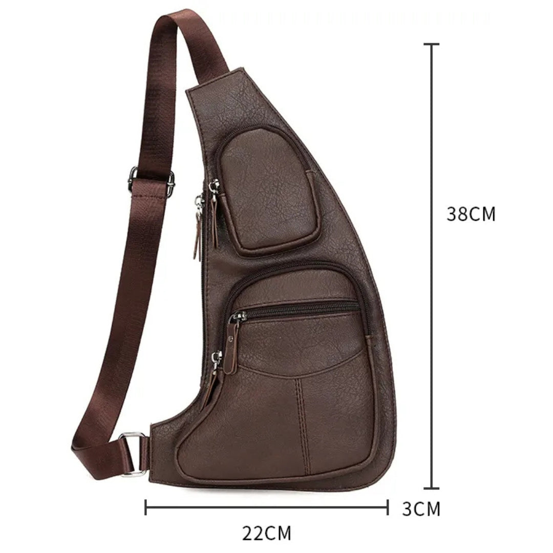 Crossbody Umhängetasche für Herren – Leder Sling Bag mit Mehreren Fächern