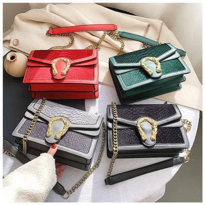 Luxuriöse Crossbody Tasche mit goldenem Drachenverschluss – Veganes Leder