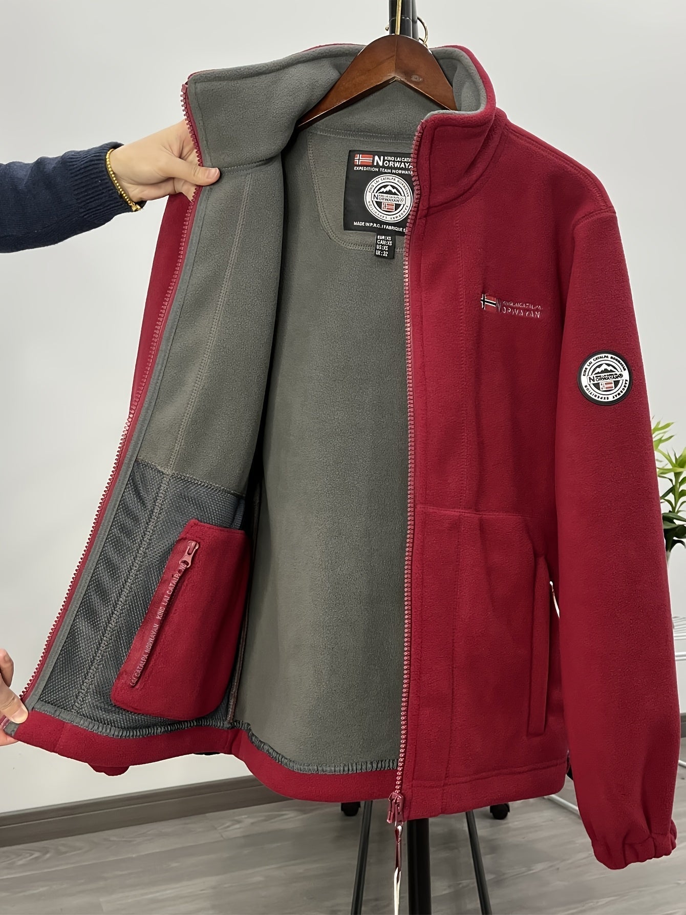 Outdoor Fleecejacke Herren – Warme Übergangsjacke mit Stehkragen & Reißverschlusstaschen