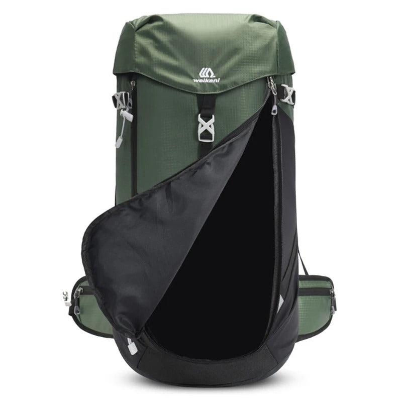 Wasserdichter 50L Nylon Rucksack – Robuster Outdoor Trekkingrucksack mit Regenhülle, Laptopfach & Komforttragesystem