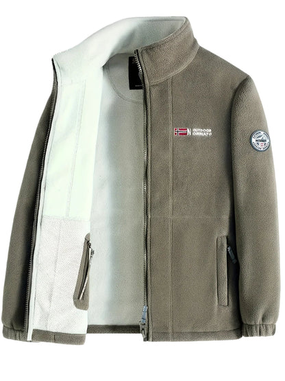 Outdoor Fleecejacke Herren – Warme Übergangsjacke mit Stehkragen & Reißverschlusstaschen