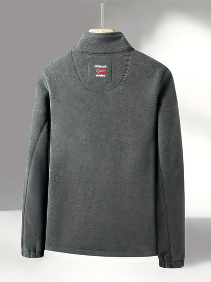 Outdoor Fleecejacke Herren – Warme Übergangsjacke mit Stehkragen & Reißverschlusstaschen