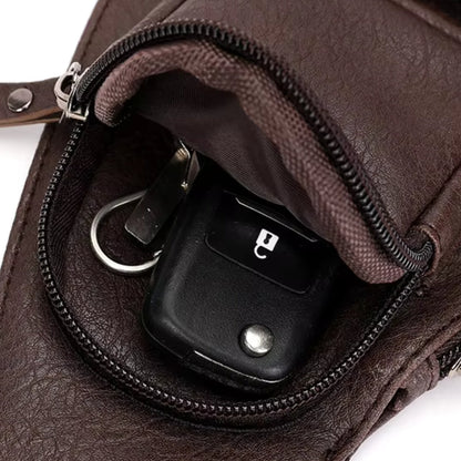 Crossbody Umhängetasche für Herren – Leder Sling Bag mit Mehreren Fächern