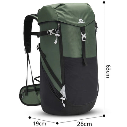 Wasserdichter 50L Nylon Rucksack – Robuster Outdoor Trekkingrucksack mit Regenhülle, Laptopfach & Komforttragesystem