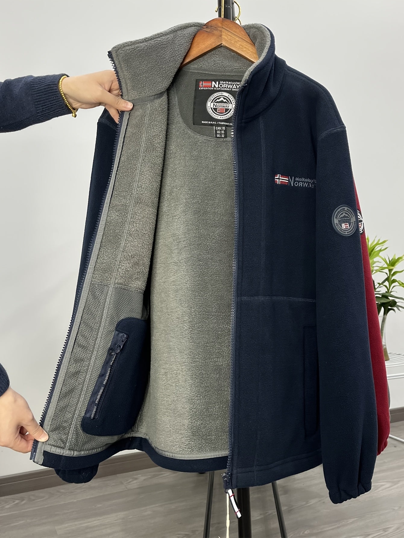Outdoor Fleecejacke Herren – Warme Übergangsjacke mit Stehkragen & Reißverschlusstaschen