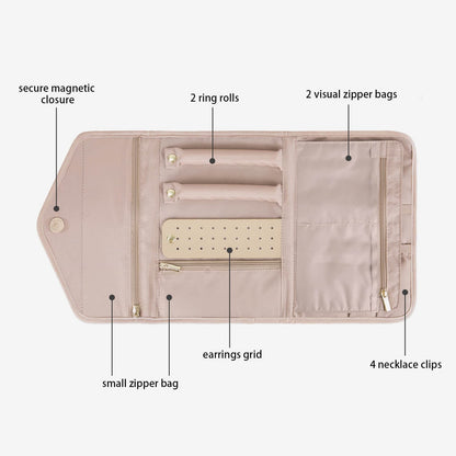 Schmucktasche Organizer – Kompakte Schmuck Aufbewahrung für Reisen im Umschlag-Design