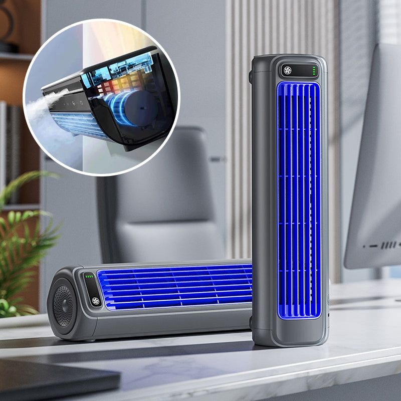 Tragbarer Aircooler mit LED – 2-in-1 Ventilator und Luftreiniger für Zuhause und Büro