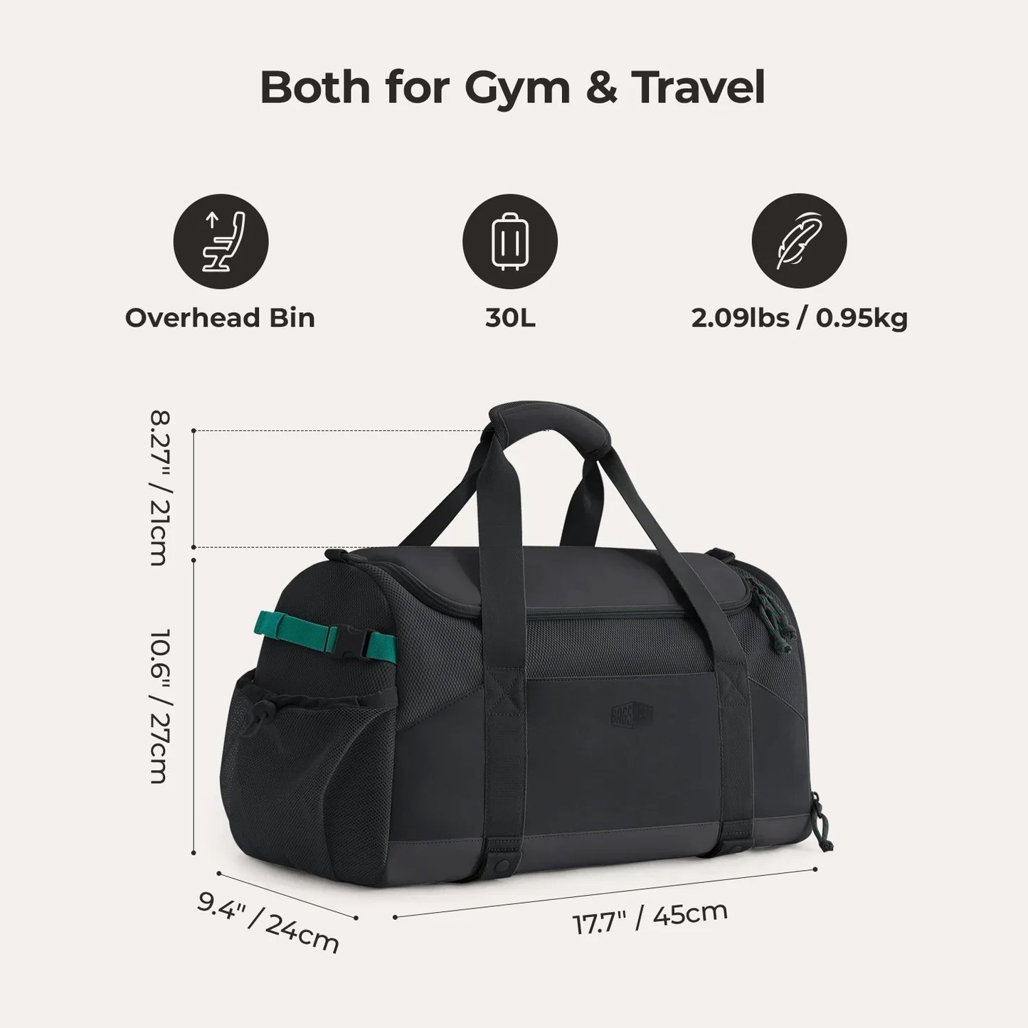 Duffel Bag 36L – Wasserabweisende Sport- & Reisetasche mit Schuhfach & Mehreren Fächern