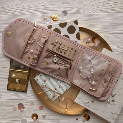 Schmucktasche Organizer – Kompakte Schmuck Aufbewahrung für Reisen im Umschlag-Design