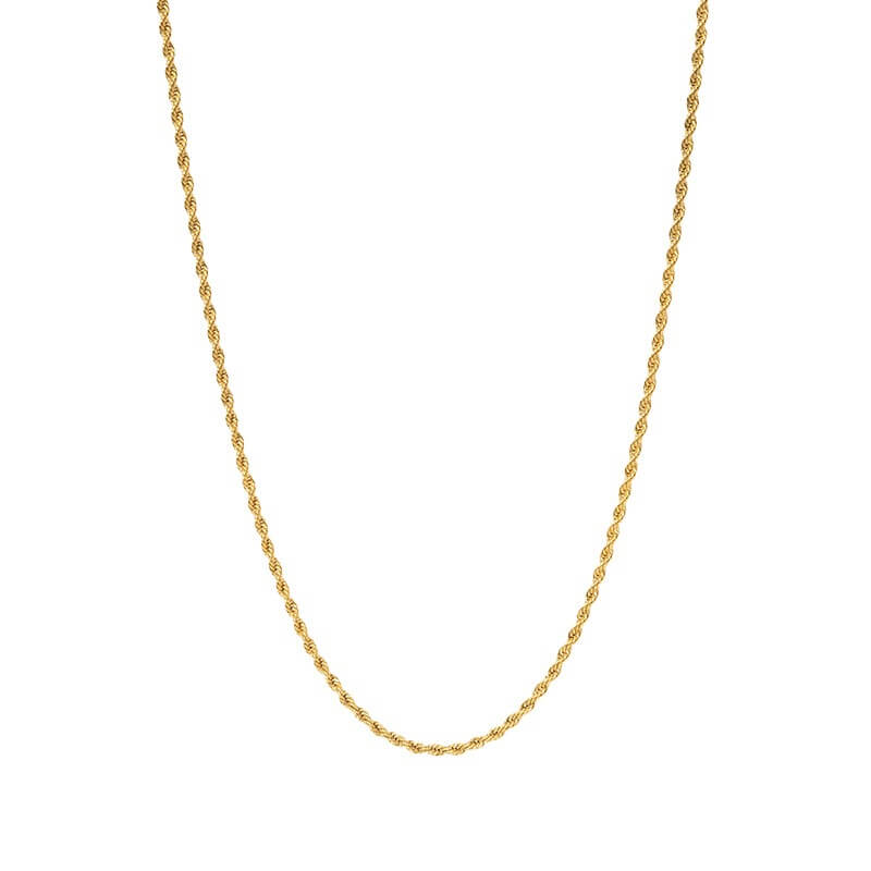 Gold-Rope-Kette Edelstahl 40 + 5 cm – Seilkette vergoldet, 3 mm, Unisex Halskette Damen & Herren